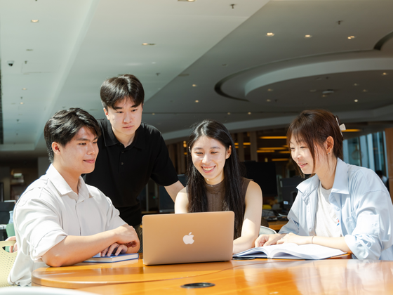 Students studying together and discussing